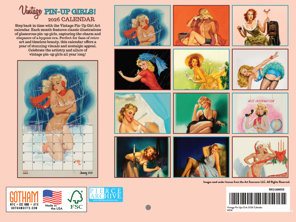 Vintage Pin Up Calendar 2026