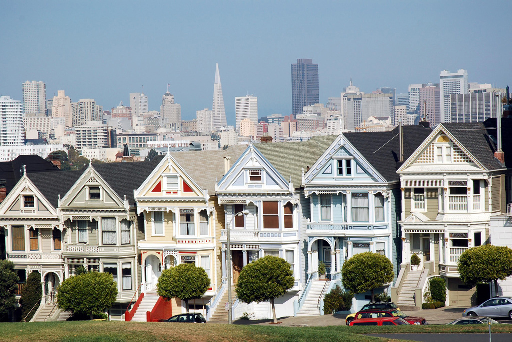 San Francisco Alamo Square Victorian Row Houses Photo Art Print Poster