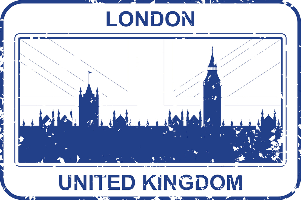 London UK Passport Rubber Stamp Travel Stamp Art Print Poster 18x12