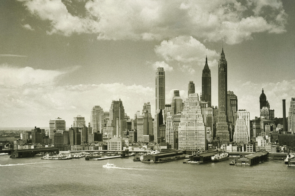 Lower Manhattan New York City Skyline Vintage Photo Art Print Poster