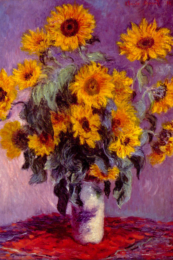 Claude Bouquet of Sunflowers 1881 Impressionist Oil Canvas Still Life Pain eBay