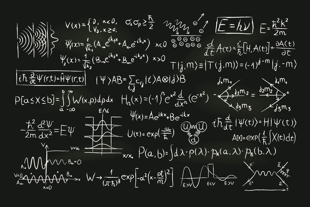Quantum Physics Formula Blackboard Illustration Art Print Poster 18x12
