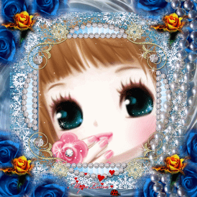 Petite fille Manga qui aime le bleu