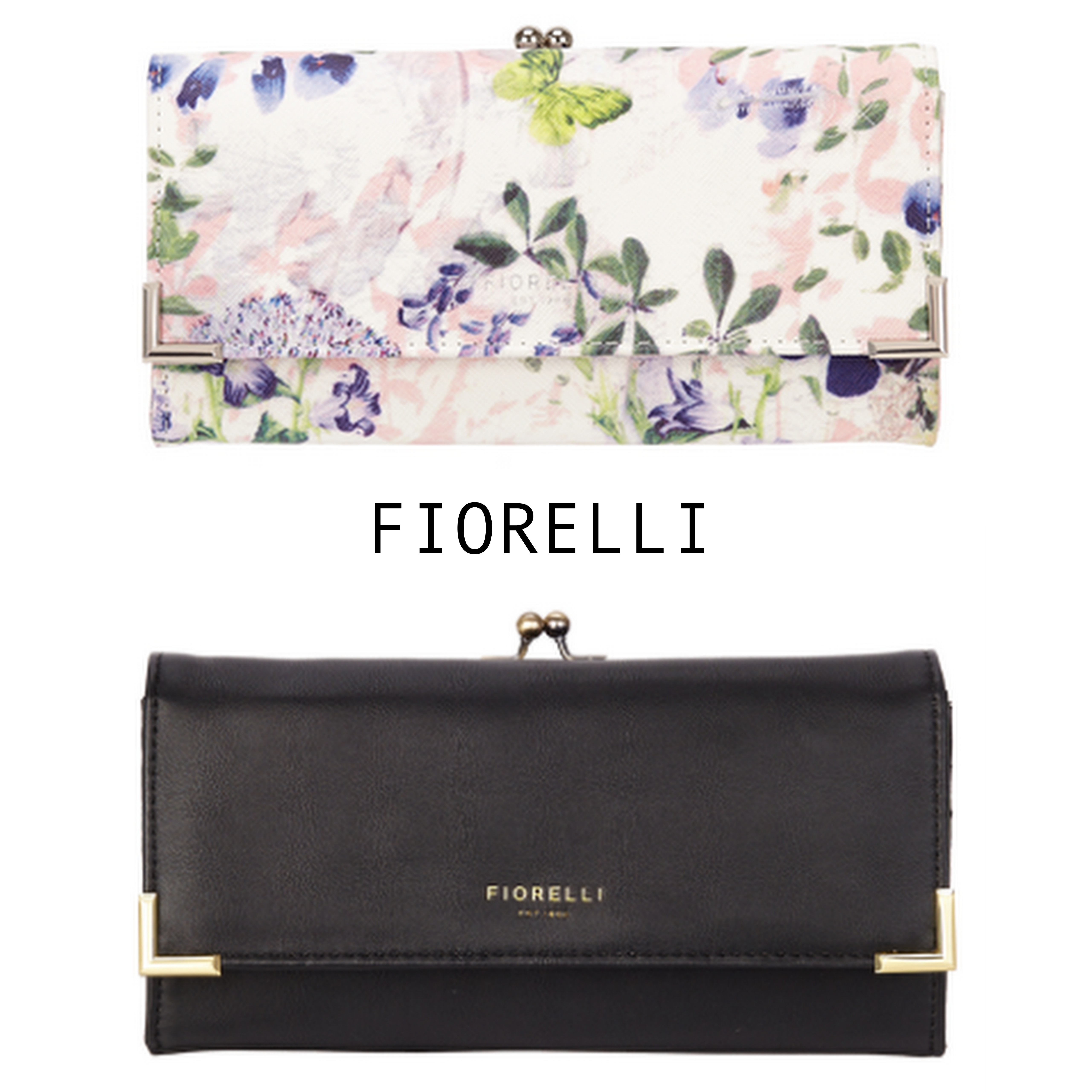 Coin purse long wallet FIORELLI black & floral BUYMA