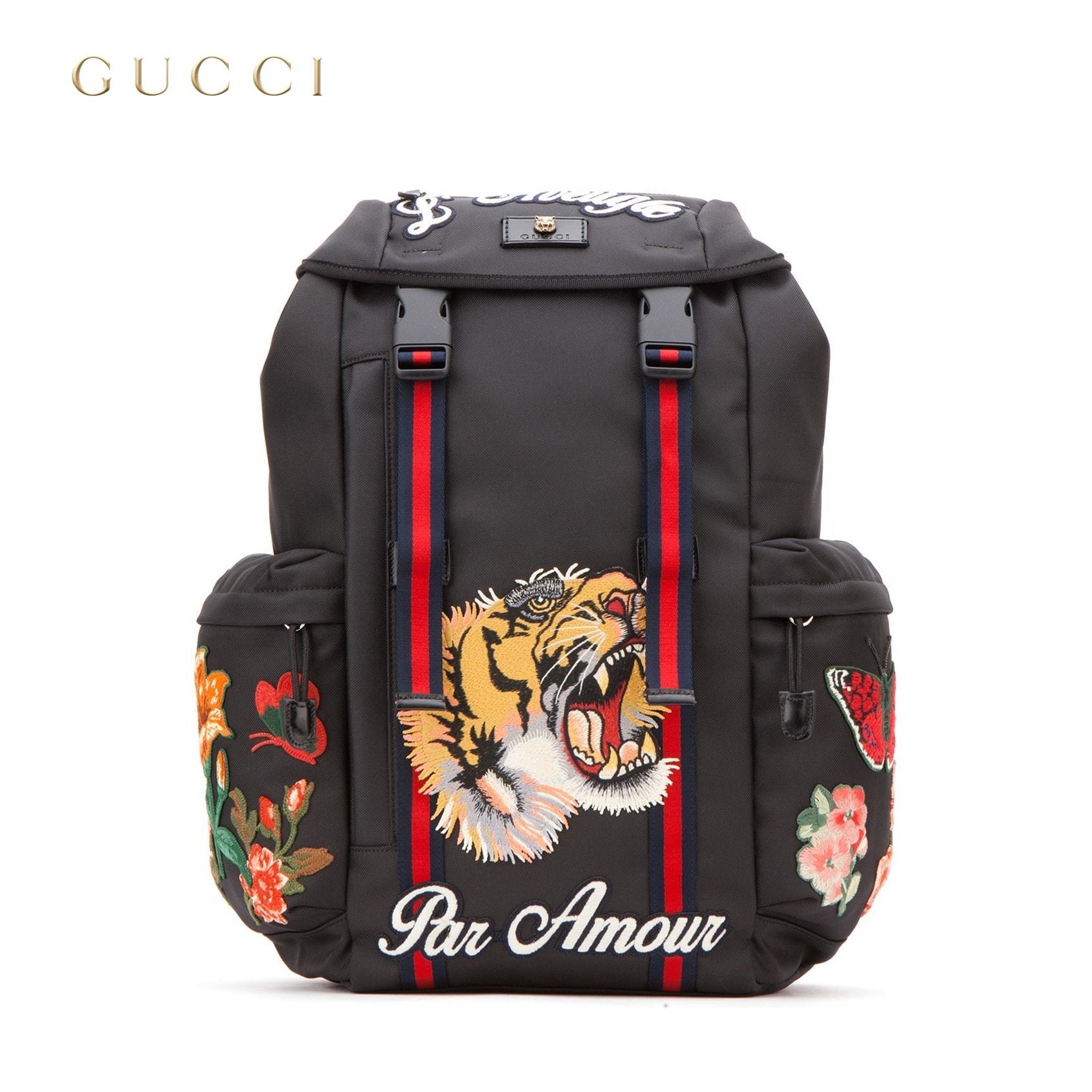 16 AW GUCCI Tiger applique back pack. BUYMA