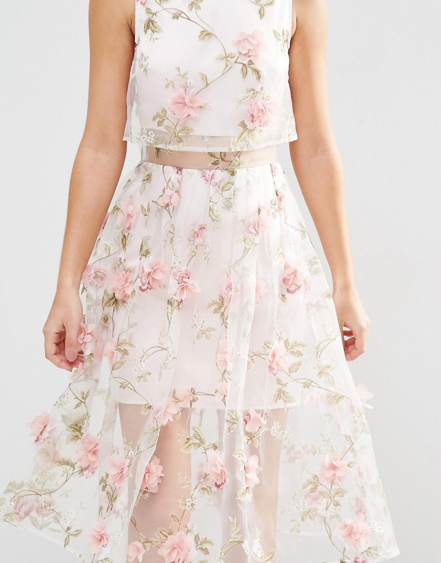 ASOS 3D Flower Pink crop top MIDI dress BUYMA