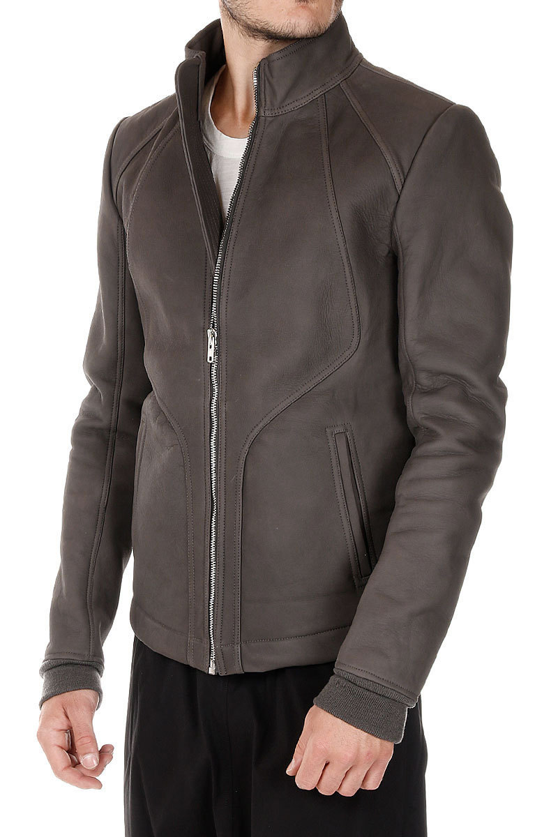 Low cost RICK OWENS Leather jacket INTARSIA BUYMA