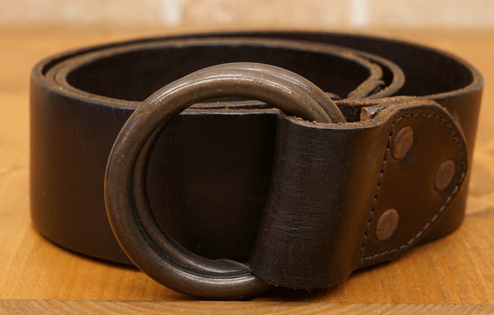 RRL made in Italy leather, double O ring belt dark brown BUYMA