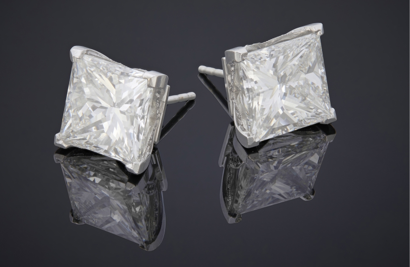 Erika Jayne Girardi Earrings. Princess cut diamond earrings, 7.09 & 7.02 cts. With GIA certificate