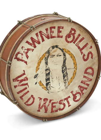 Lot 3132: A Bass Drum from Pawnee Bill’s Wild West Band, Late 19th/Early 20th century. Price realized: $12,500