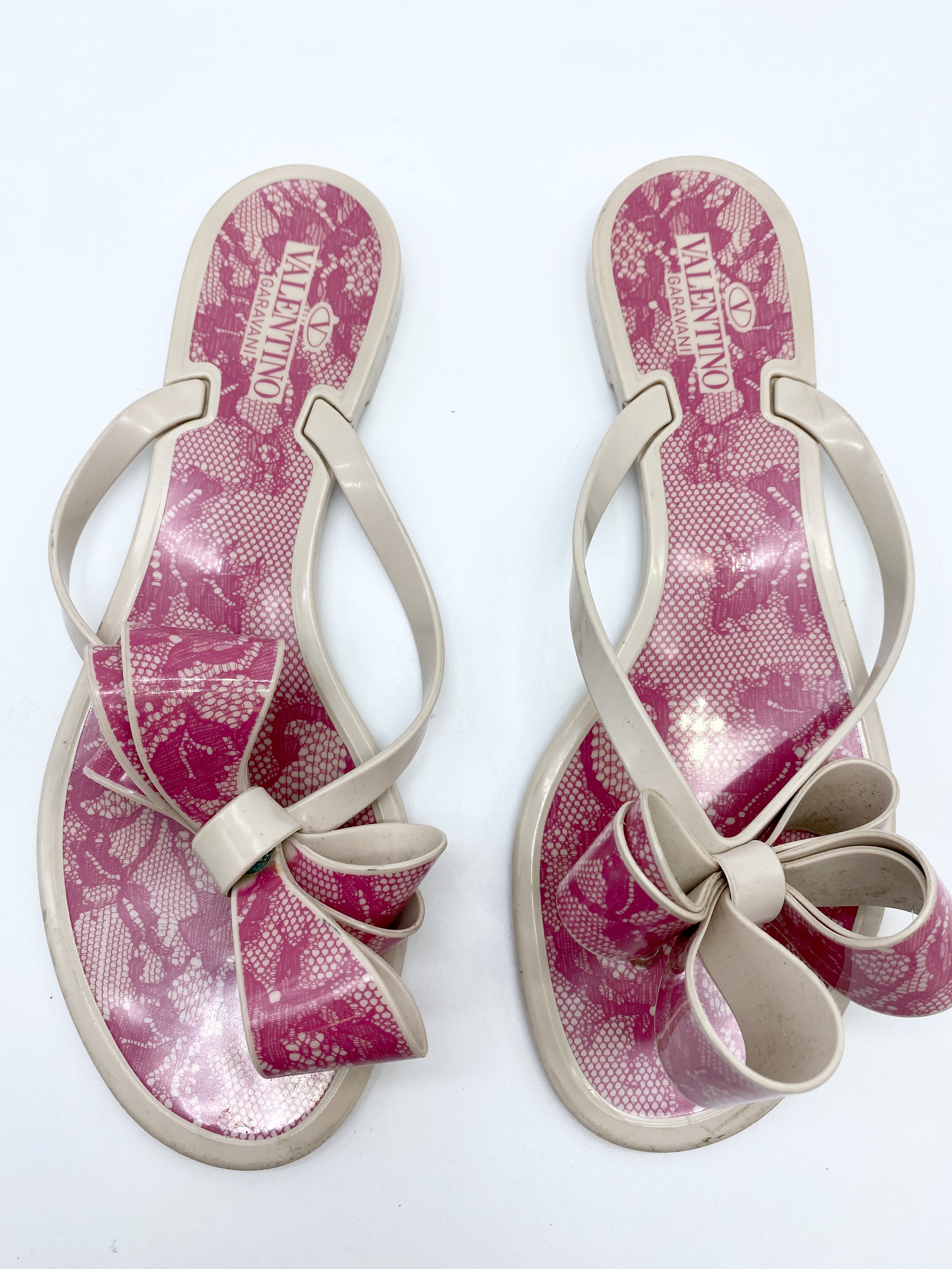 Valentino Rubber Bow/Lace Sandal