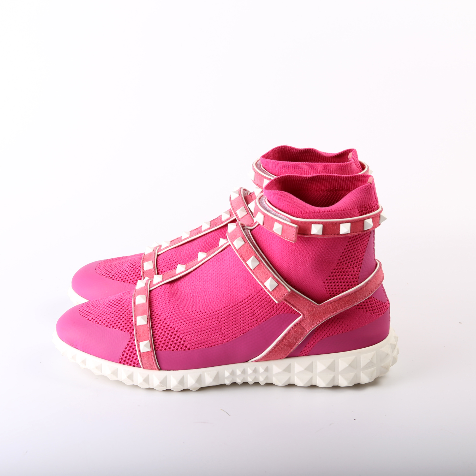 Valentino Garavani Rockstud Bodytech Sock Sneakers Fuchsia Neon Pink EU 39