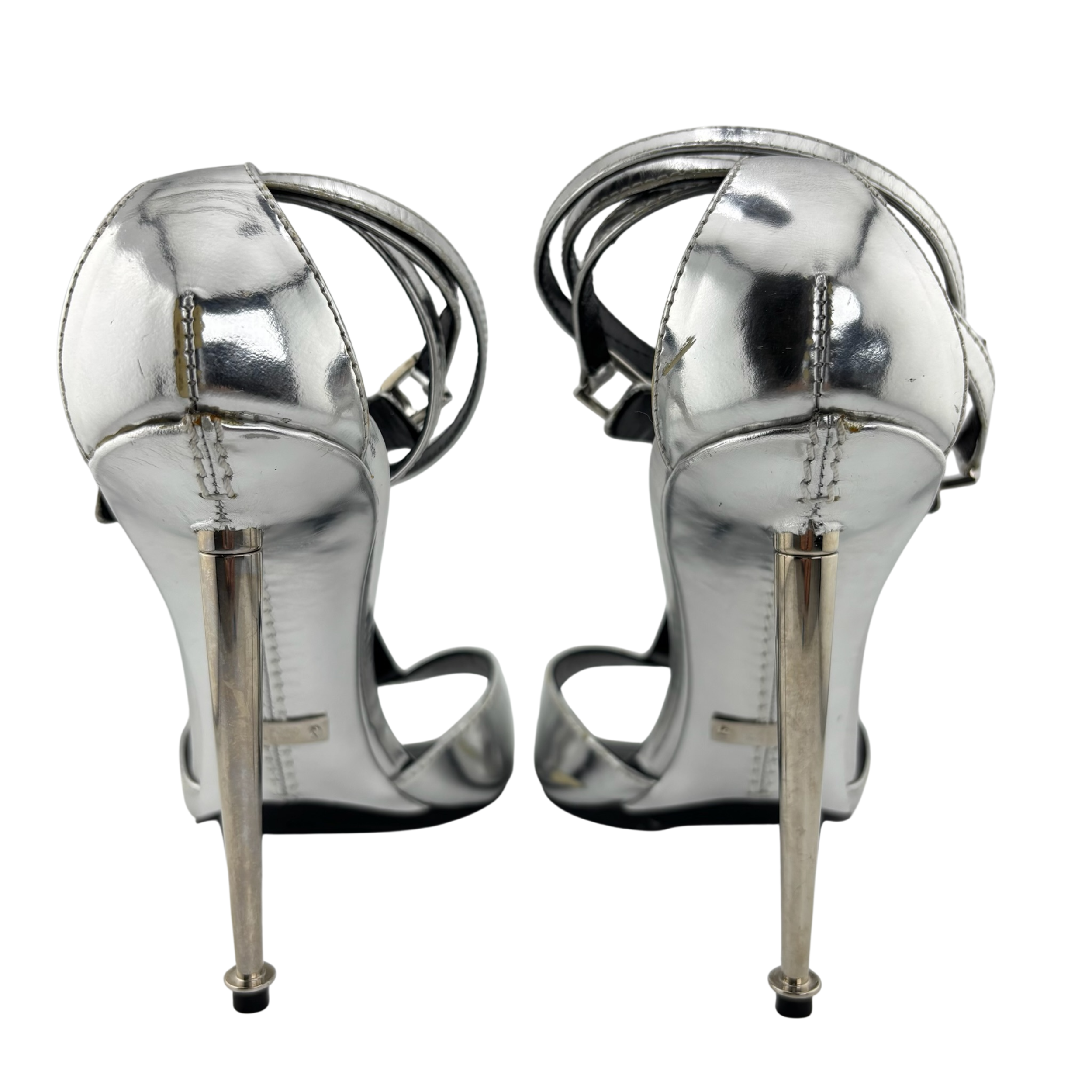 Tom Ford Metallic Heel Sandals, 39.5