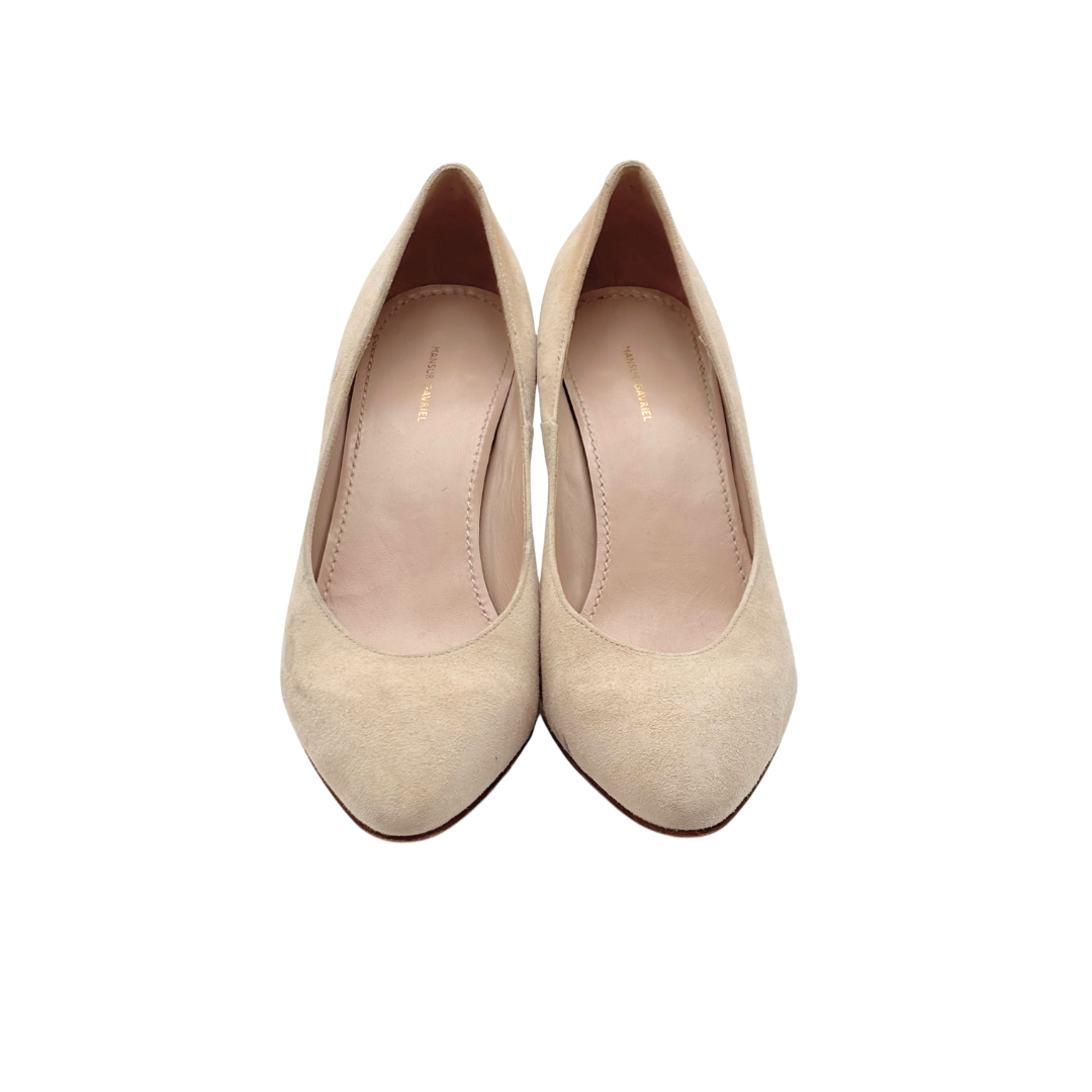 Mansur Gavriel Beige Suede Pumps, 37.5