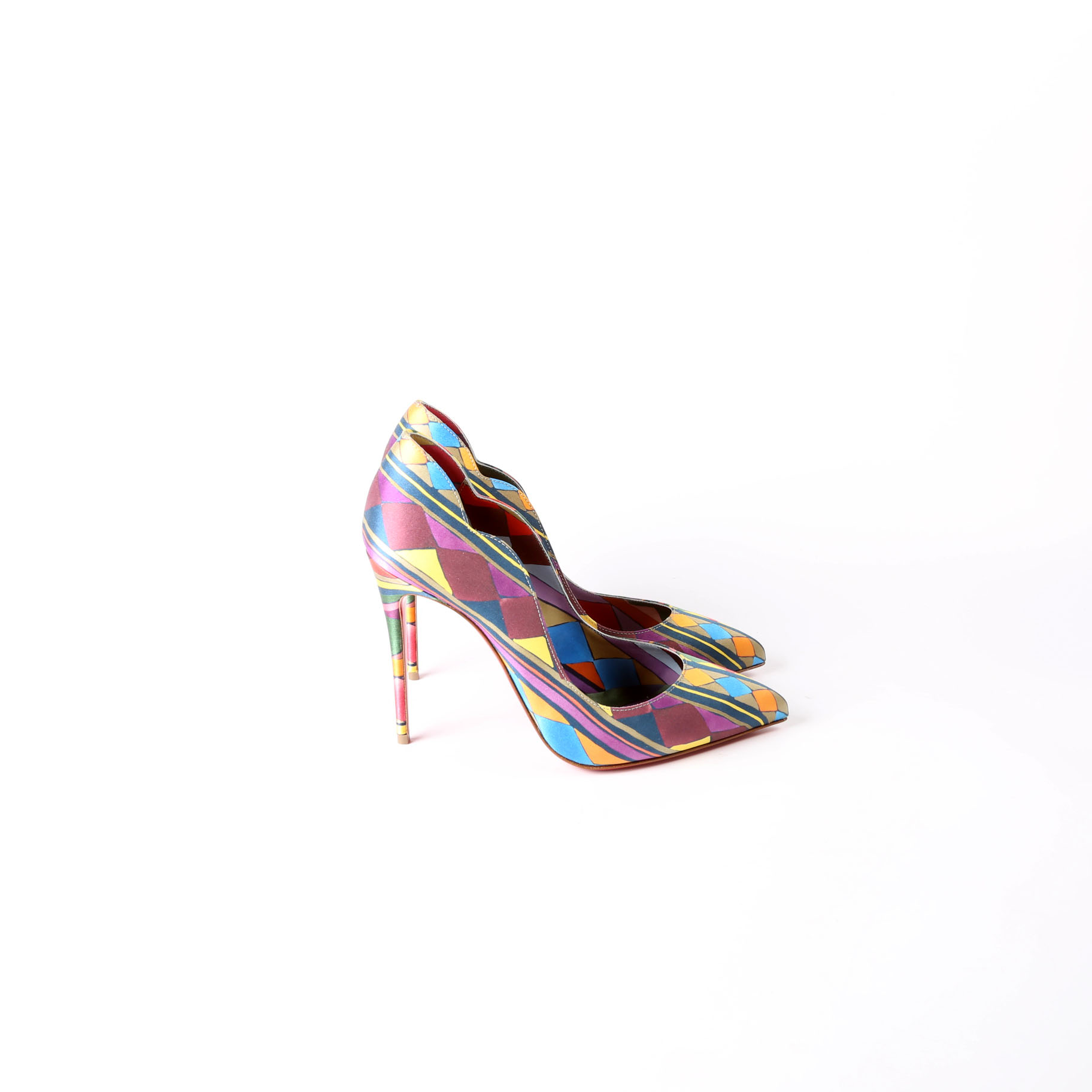 Christian Louboutin Hot Chick 100mm 'Arlequin' Satin Pumps Stiletto Heels EU 38