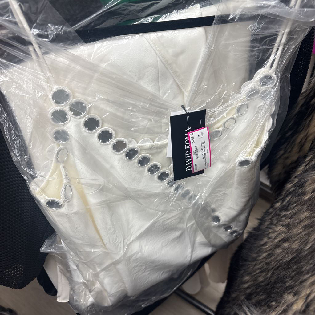 White Long Dress Mirrored Circles