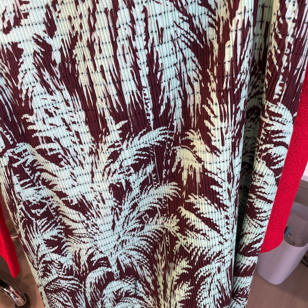 Green Brown Print Ruched Dress
