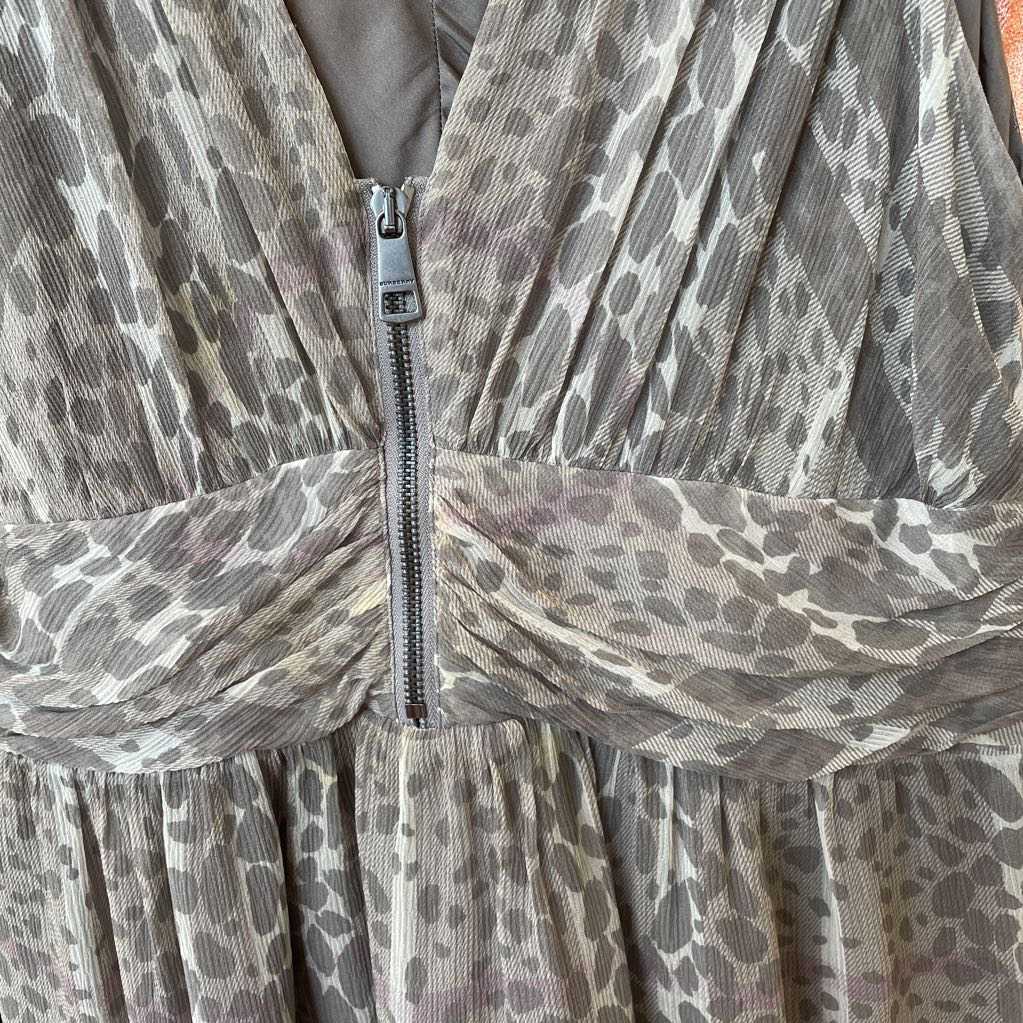 Brown Silk Leopard/Nova Check Print Dress