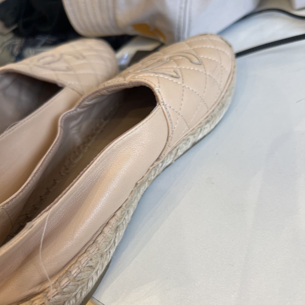 Chanel Tan Quilted Espadrille