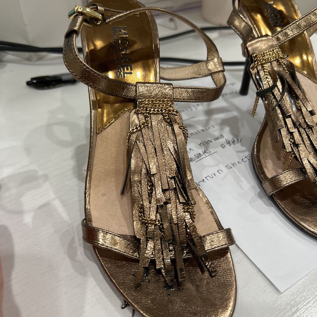 Michael Kors Gold Fringe Heel