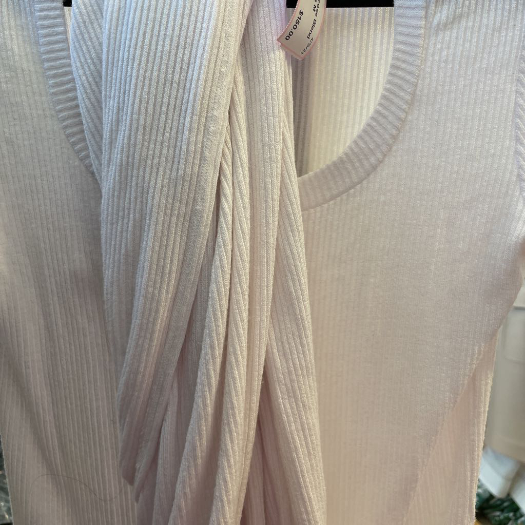 White Viscose Blend Ribbed Maxi Dress