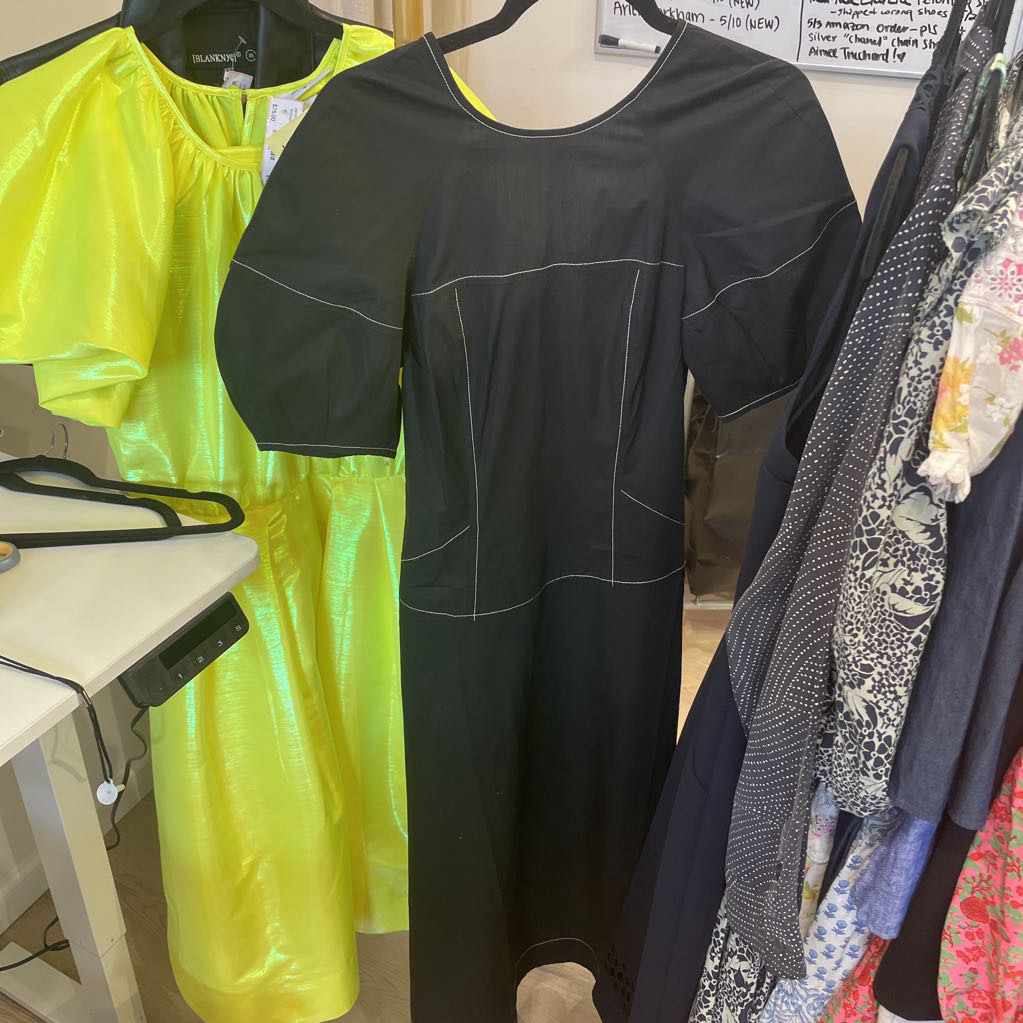 White Stitched Black Cotton Dress (NWT)