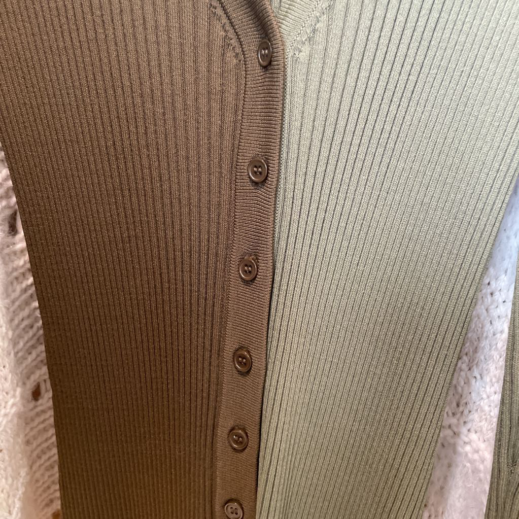 Green/Brown Viscose Ribbed Dress