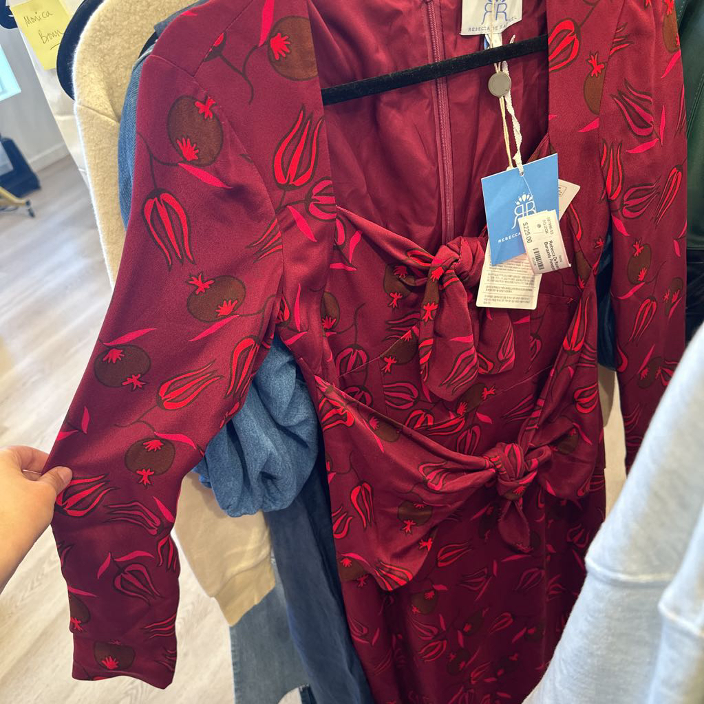 NWT Burgundy Pomegrante Long Sleeve Midi Dress