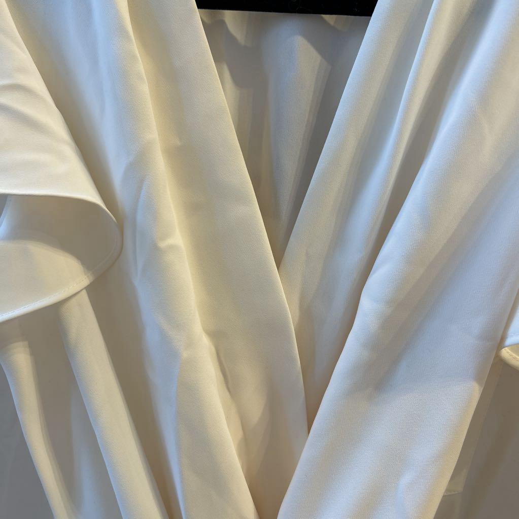 Cream Poly Ruffle Front SS Dress