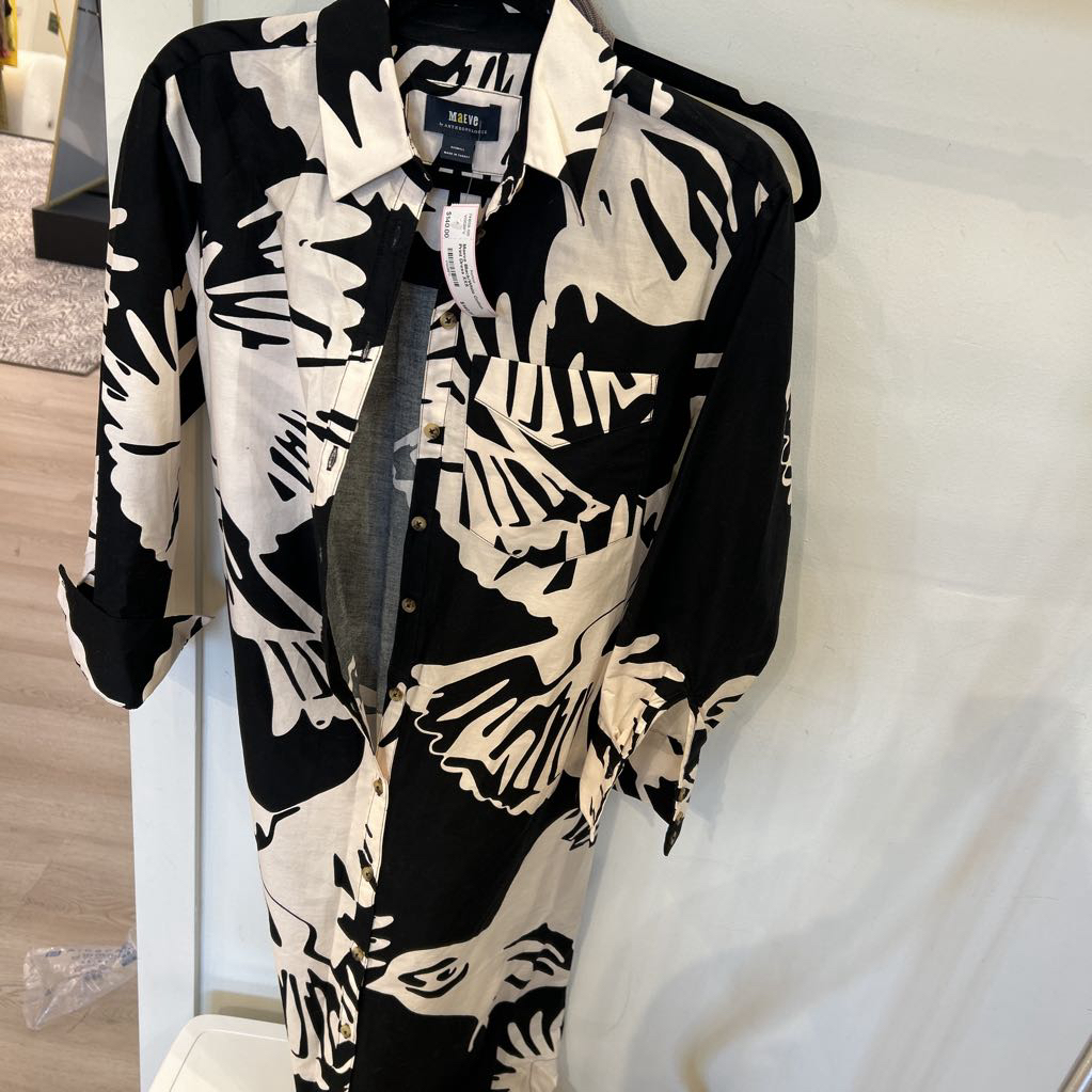Black/White Cotton Print Dress
