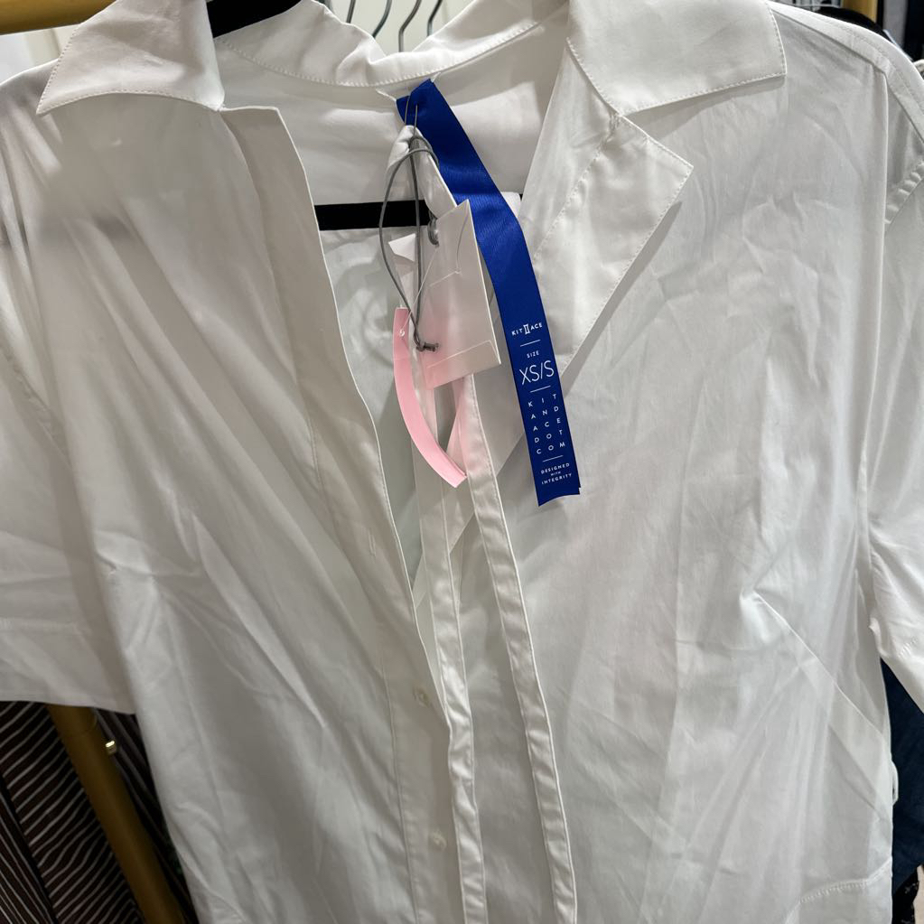 White Cotton Belted Shirt Dress NWT