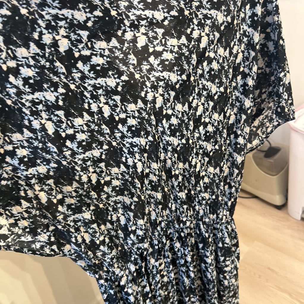 Silk Black & White Print Dress
