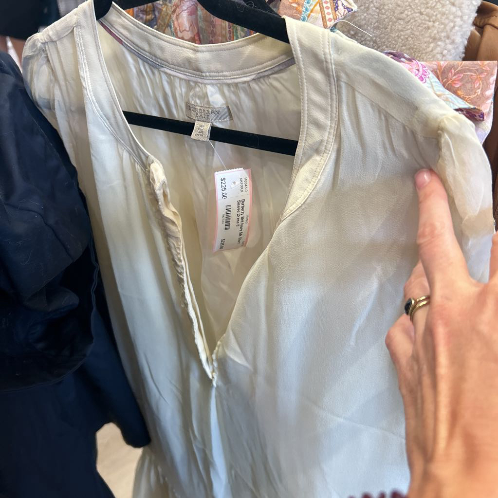 Burberry Brit Ivory Silk Short Sleeve Dress
