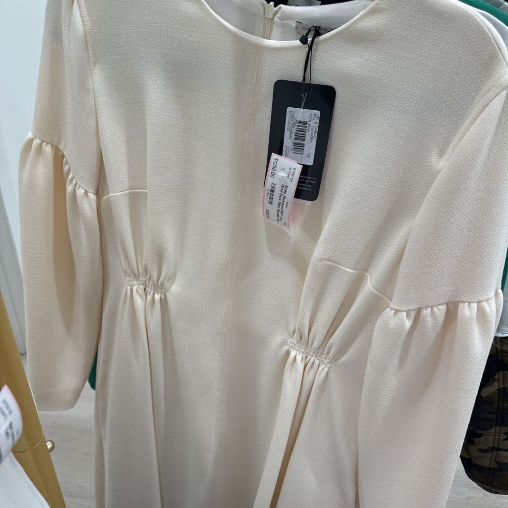 NWT Ivory Wool Back Pleat Shoulder Maxi Dress