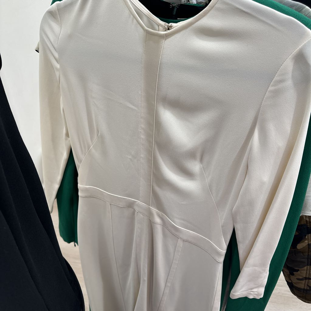 Ivory Silk Long Sleeve Dress