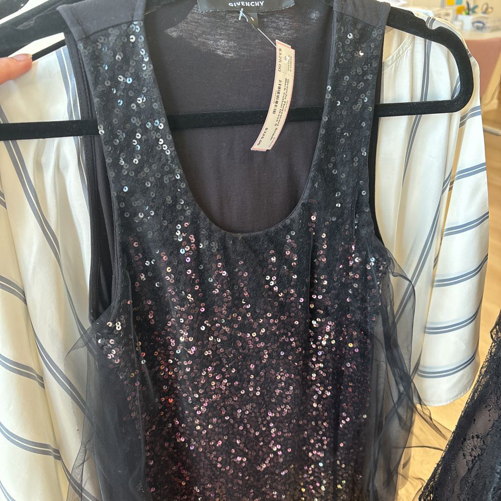 Fluorescent Sequin Black Cotton Dress
