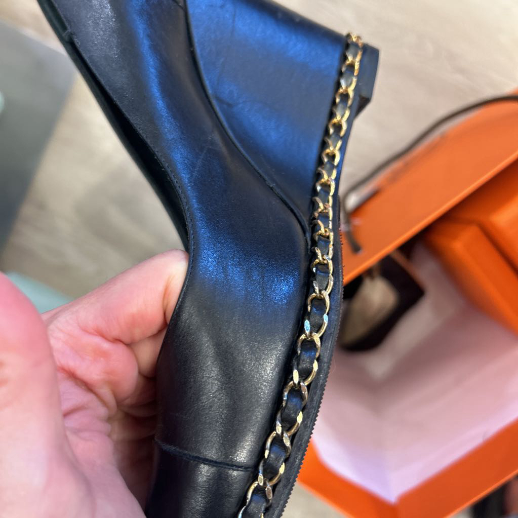 Chanel Black Chain Wedge Pump