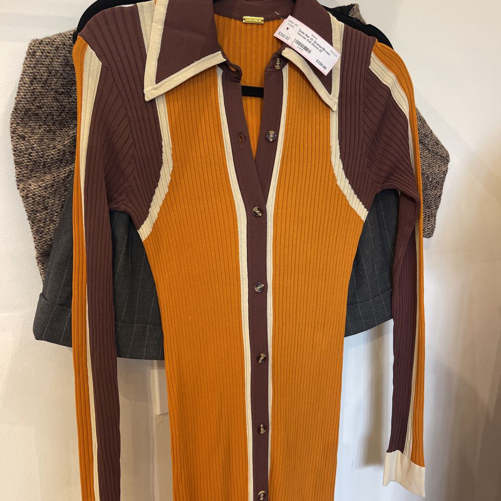 Orange/Brown Viscose Knit Dress