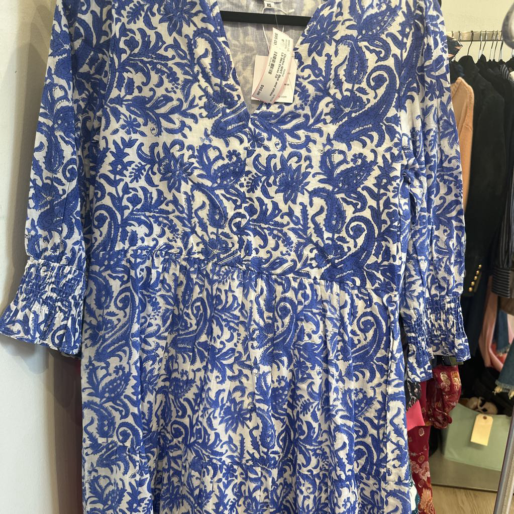 NWT Blue and White LS Mini Dress