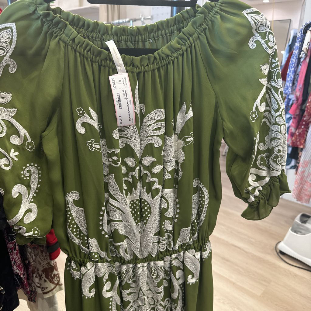 Green/Cream Silk Dress