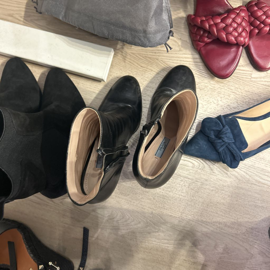 Prada Black Leather Low Boots