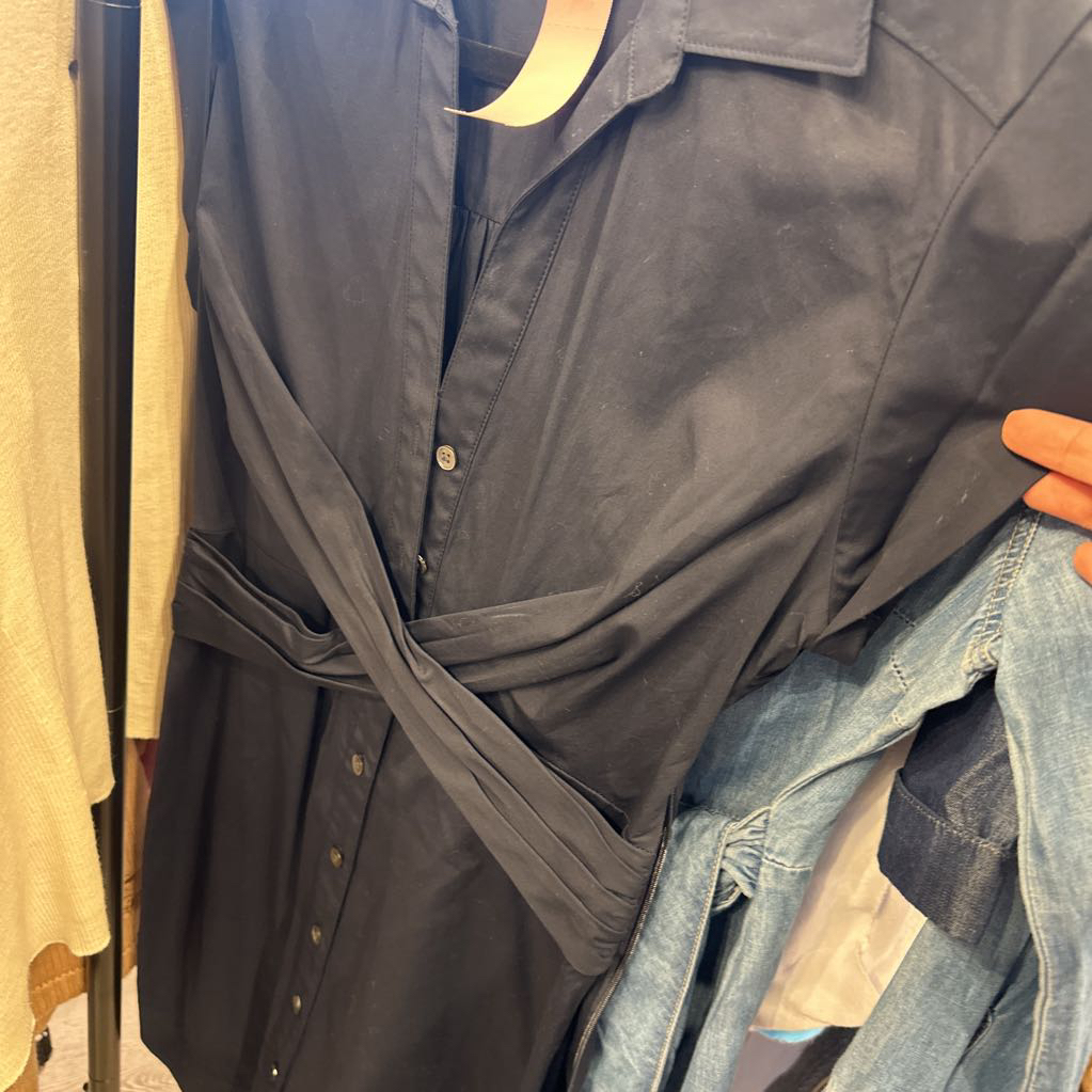 Navy Cross Over Cotton Dress