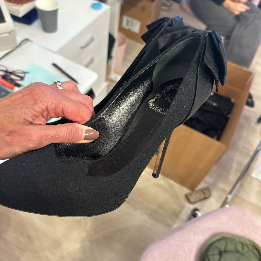 Black Satin Bow Heel, 38