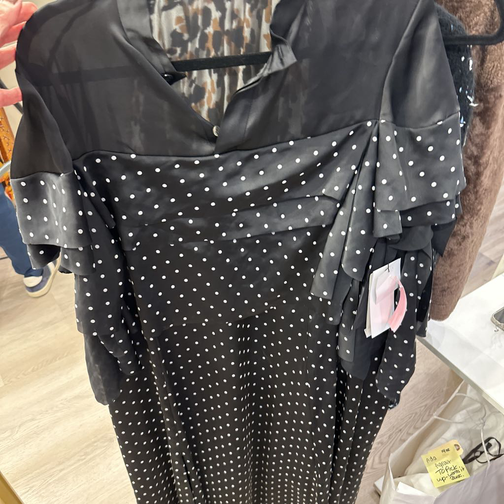 Black Polka Dot Poly Maxi Dress, 3