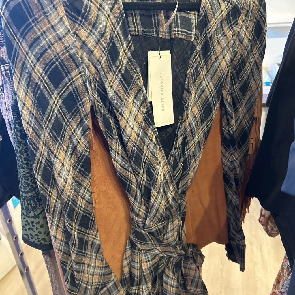 Veronica Beard Plaid w/Gold Wrap Dress NWT