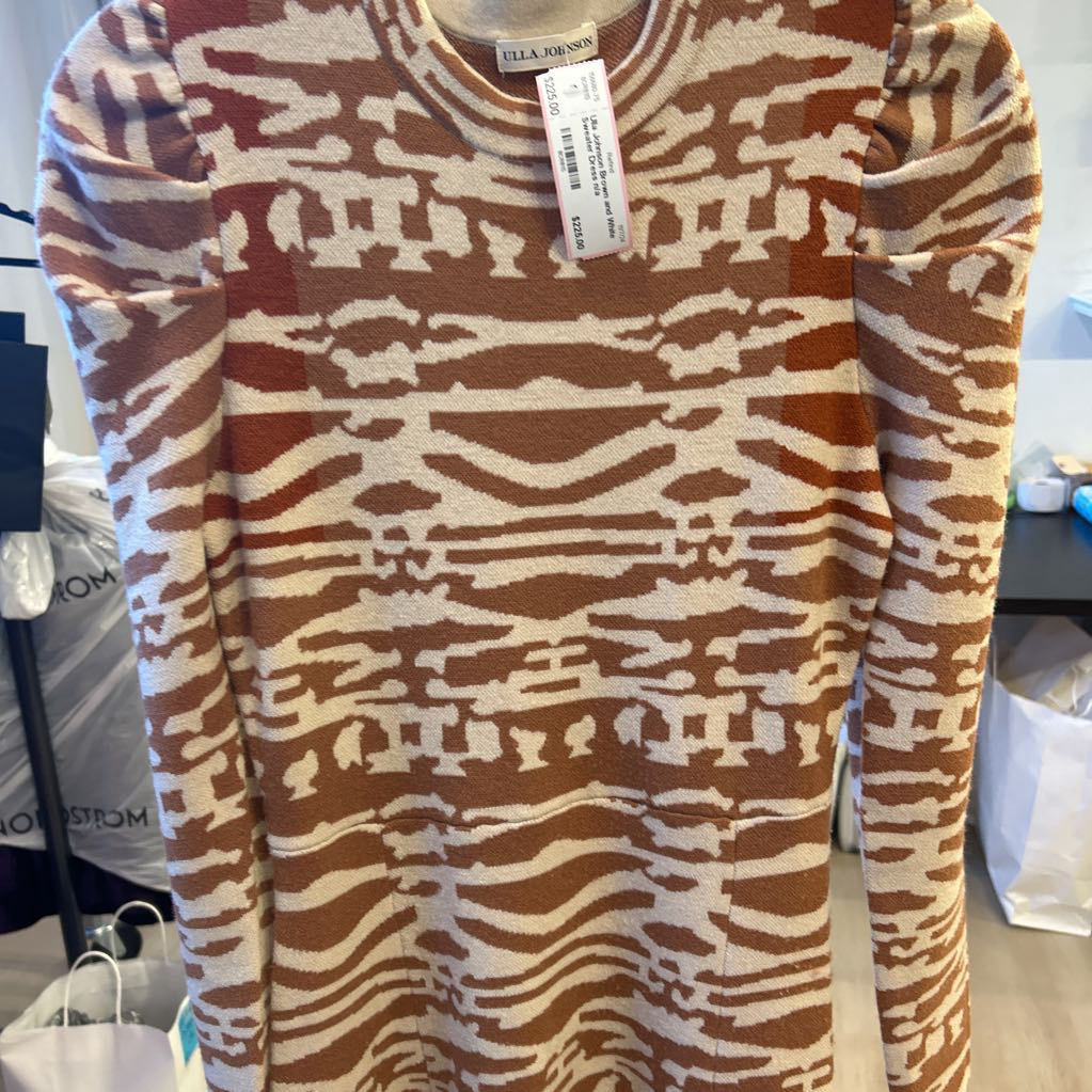 Ulla Johnson Brown and White Sweater Dress