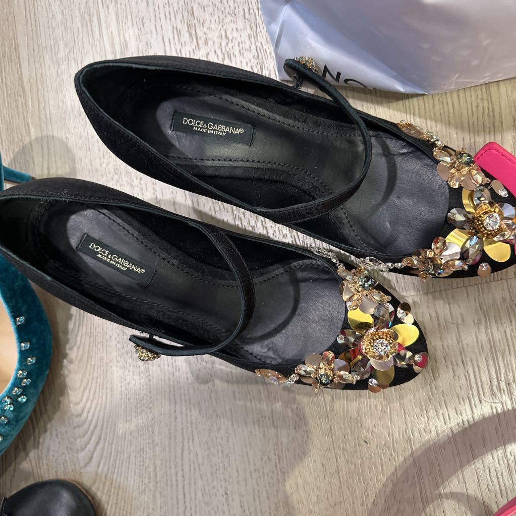 Black and Gold Metallic Mary Jane Heel (AS IS)