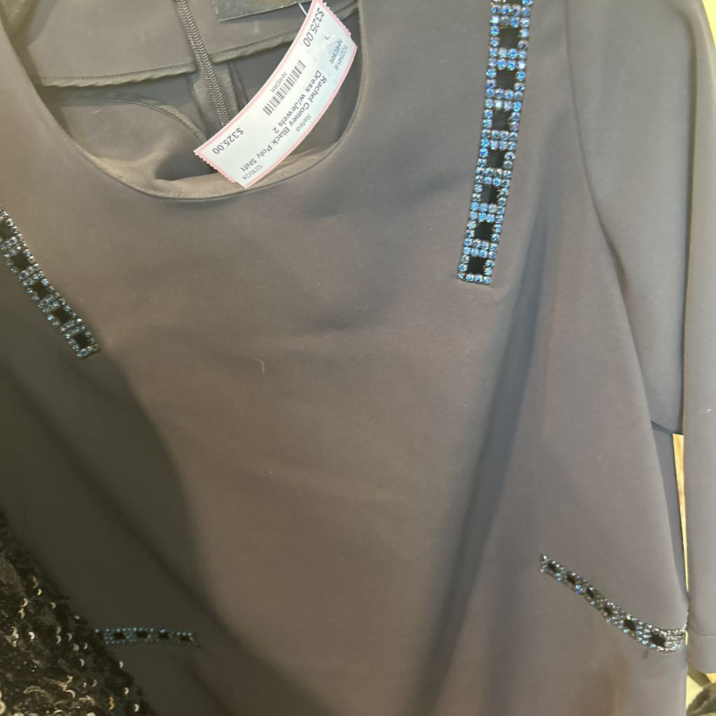 Rachel Comey Black Poly Shift Dress w/Jewels