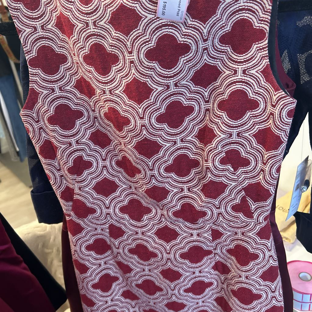 Mestiza Burgundy Tweed Print Cotton/Poly Dress
