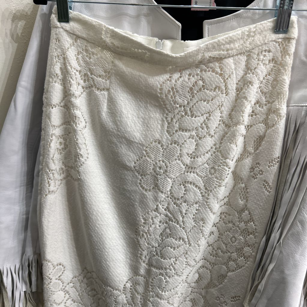 ALC White Floral Crochet Skirt